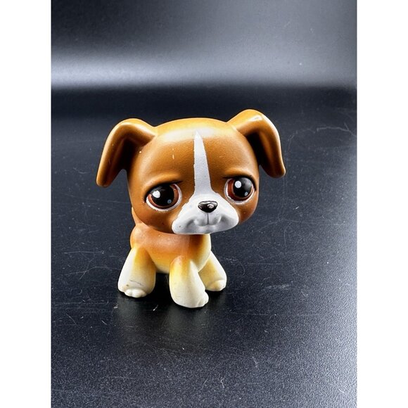 Littlest Pet Shop LPS Authentic Boxer Puppy Dog #25 2004 Hasbro Brown Eyes - Picture 1 of 7